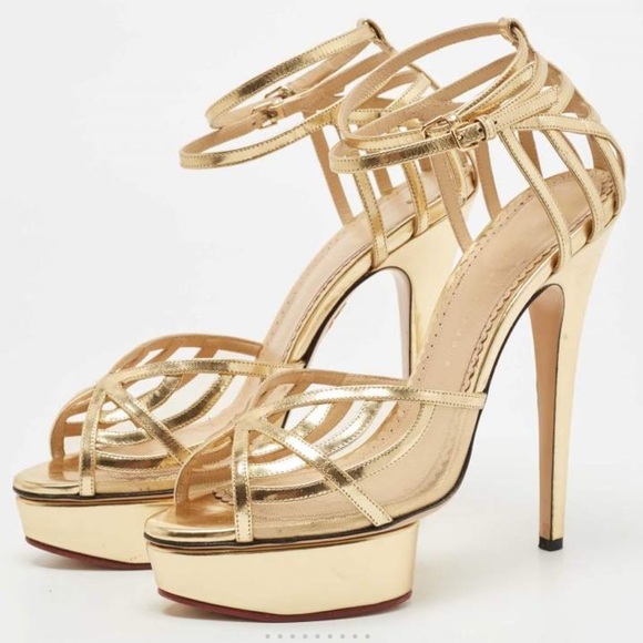 Charlotte Olympia Shoes - Charlotte Olympia Octavia Gold Platform Heel